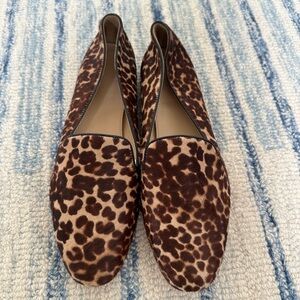 J Crew Leopard Print Calf Hair Loafers